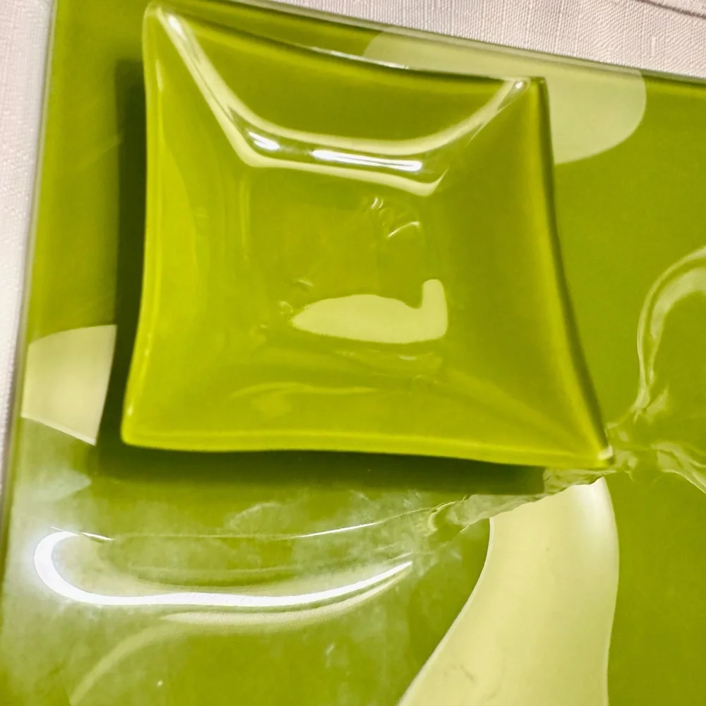 Crate&Barrel Green Glass Plate Set